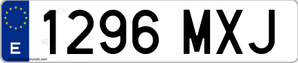 Ejemplo de matrícula de coche ordinaria 1296 MXJ