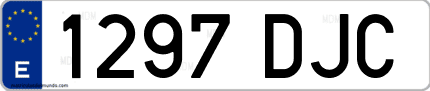 Ejemplo de matrícula de coche ordinaria 1297 DJC