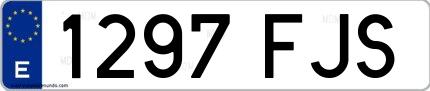 Ejemplo de matrícula española 1297 FJS
