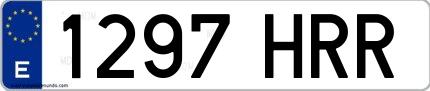 Ejemplo de matrícula española 1297 HRR