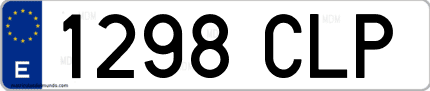 Ejemplo de matrícula de coche ordinaria 1298 CLP
