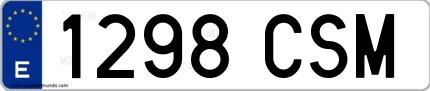 Ejemplo de matrícula española 1298 CSM