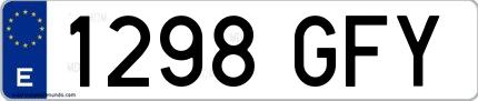 Ejemplo de matrícula española 1298 GFY