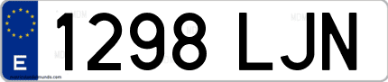 Ejemplo de matrícula de coche ordinaria 1298 LJN