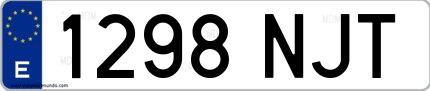 Ejemplo de matrícula española 1298 NJT