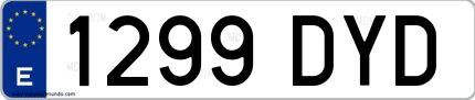 Ejemplo de matrícula española 1299 DYD