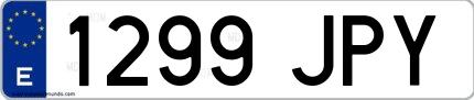 Ejemplo de matrícula española 1299 JPY