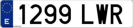 Ejemplo de matrícula española 1299 LWR