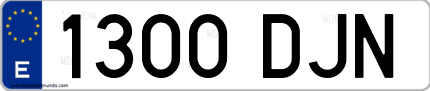 Ejemplo de matrícula de coche ordinaria 1300 DJN