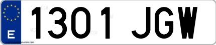 Ejemplo de matrícula española 1301 JGW