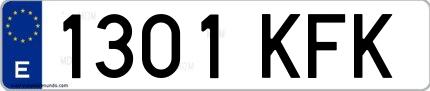 Ejemplo de matrícula española 1301 KFK