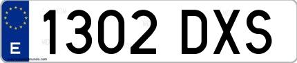 Ejemplo de matrícula española 1302 DXS