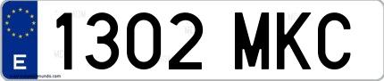 Ejemplo de matrícula española 1302 MKC