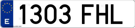Ejemplo de matrícula española 1303 FHL