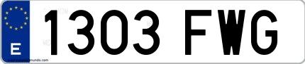 Ejemplo de matrícula española 1303 FWG