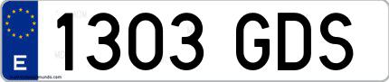 Ejemplo de matrícula española 1303 GDS