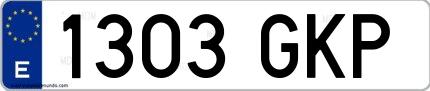 Ejemplo de matrícula española 1303 GKP