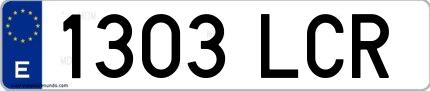 Ejemplo de matrícula española 1303 LCR