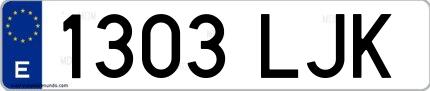 Ejemplo de matrícula española 1303 LJK