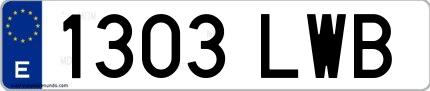 Ejemplo de matrícula española 1303 LWB