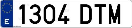 Ejemplo de matrícula española 1304 DTM
