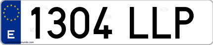 Ejemplo de matrícula de coche ordinaria 1304 LLP