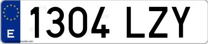 Ejemplo de matrícula española 1304 LZY