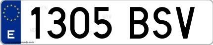 Ejemplo de matrícula española 1305 BSV