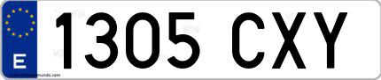 Ejemplo de matrícula española 1305 CXY