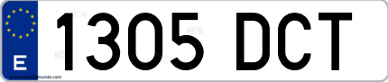 Ejemplo de matrícula de coche ordinaria 1305 DCT
