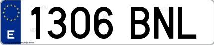 Ejemplo de matrícula española 1306 BNL