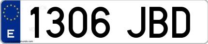 Ejemplo de matrícula española 1306 JBD