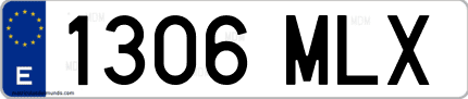 Ejemplo de matrícula de coche ordinaria 1306 MLX