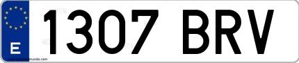 Ejemplo de matrícula española 1307 BRV