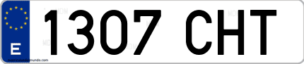 Ejemplo de matrícula de coche ordinaria 1307 CHT