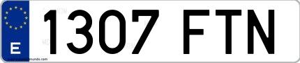 Ejemplo de matrícula española 1307 FTN