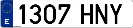 Ejemplo de matrícula de coche ordinaria 1307 HNY
