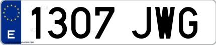 Ejemplo de matrícula española 1307 JWG
