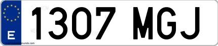 Ejemplo de matrícula española 1307 MGJ