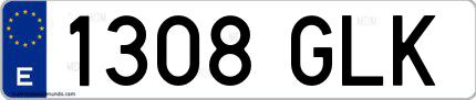 Ejemplo de matrícula española 1308 GLK