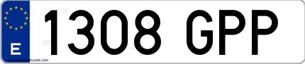 Ejemplo de matrícula española 1308 GPP