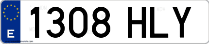 Ejemplo de matrícula de coche ordinaria 1308 HLY