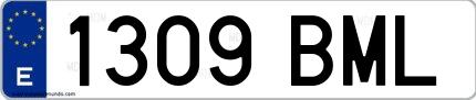 Ejemplo de matrícula española 1309 BML