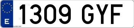 Ejemplo de matrícula española 1309 GYF