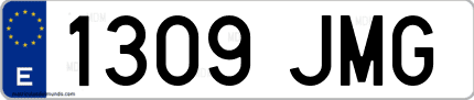 Ejemplo de matrícula de coche ordinaria 1309 JMG