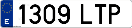 Ejemplo de matrícula de coche ordinaria 1309 LTP