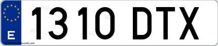 Ejemplo de matrícula de coche ordinaria 1310 DTX