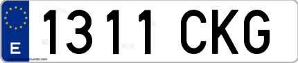 Ejemplo de matrícula de coche ordinaria 1311 CKG