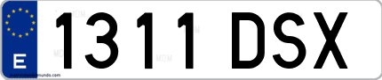 Ejemplo de matrícula de coche ordinaria 1311 DSX