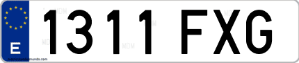 Ejemplo de matrícula de coche ordinaria 1311 FXG